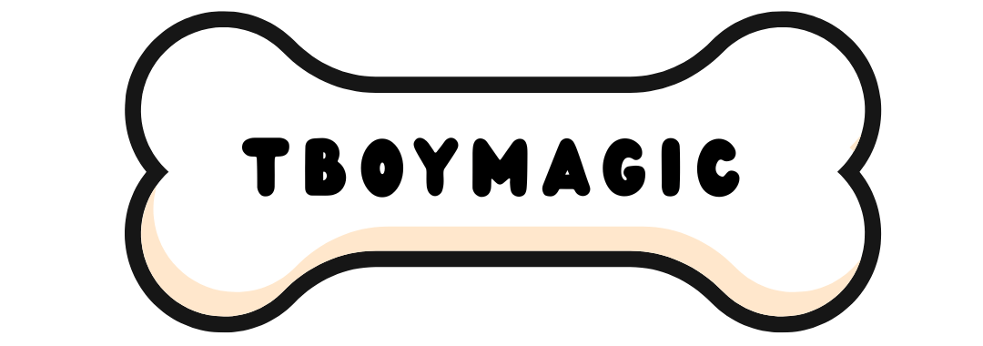 A white cartoon bone with "Tboymagic" written on it in a black bubble font.